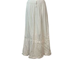 Uniti Casuals Vintage 100% Cotton Embroidered and Sequins Maxi Skirt